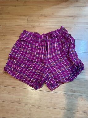 Hunter’s Run Magenta Plaid Relaxed Shorts